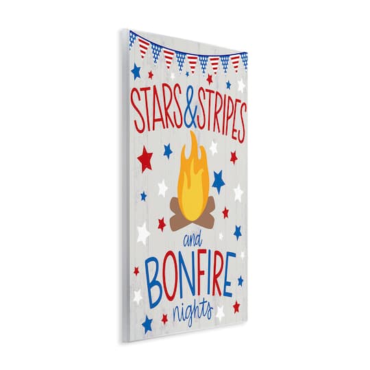 Stupell Industries Stars Stripes and Bonfire Phrase Nights Americana Pride Wall Plaque Art